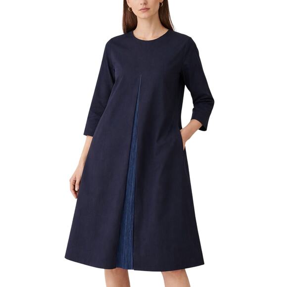 COS Dresses & Skirts - COS Navy Blue Architectural Silouette Dress 6 Zip Back Minimalist Basic Modern